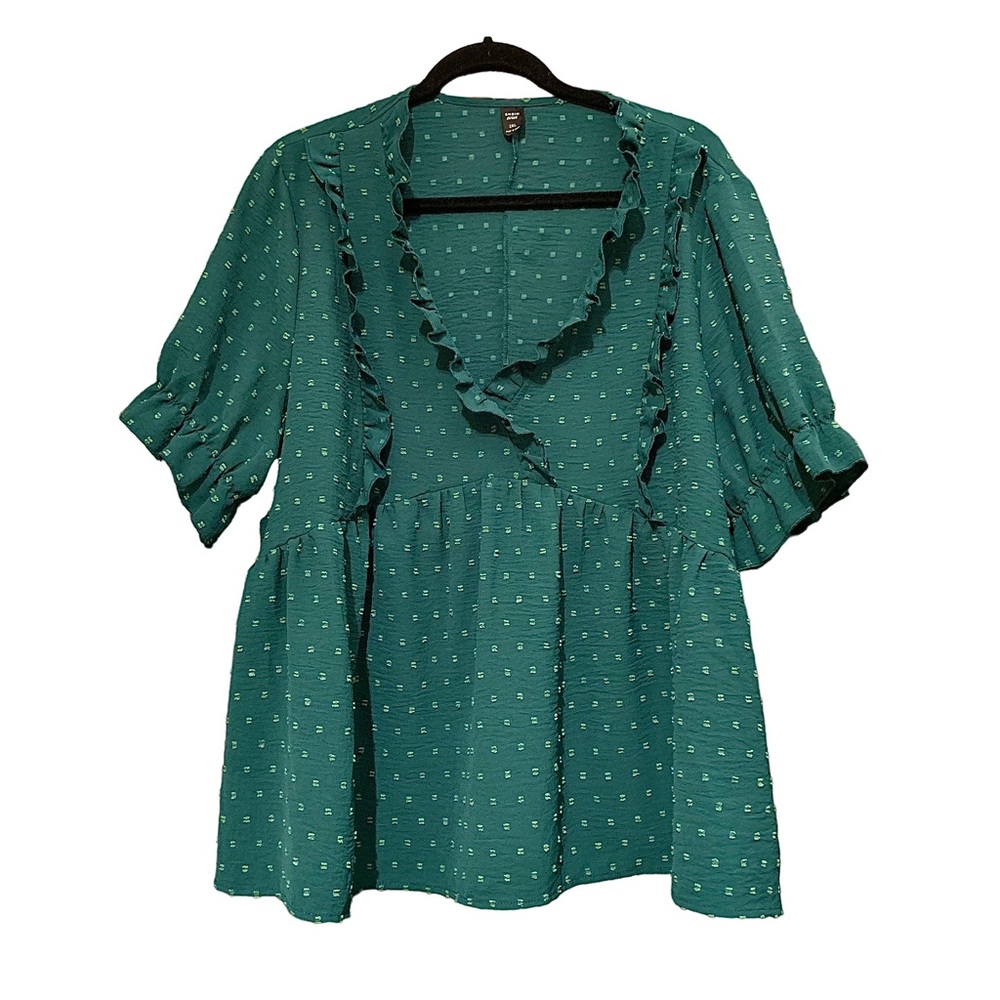 Shein Curve clip dot ruffled top Size 2X